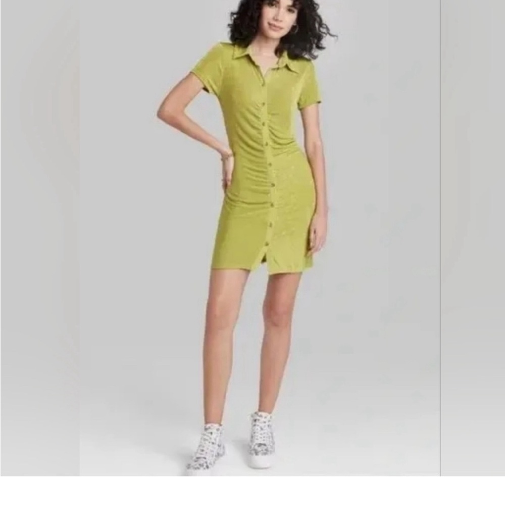 Never worn Wild Fable green button up dress
